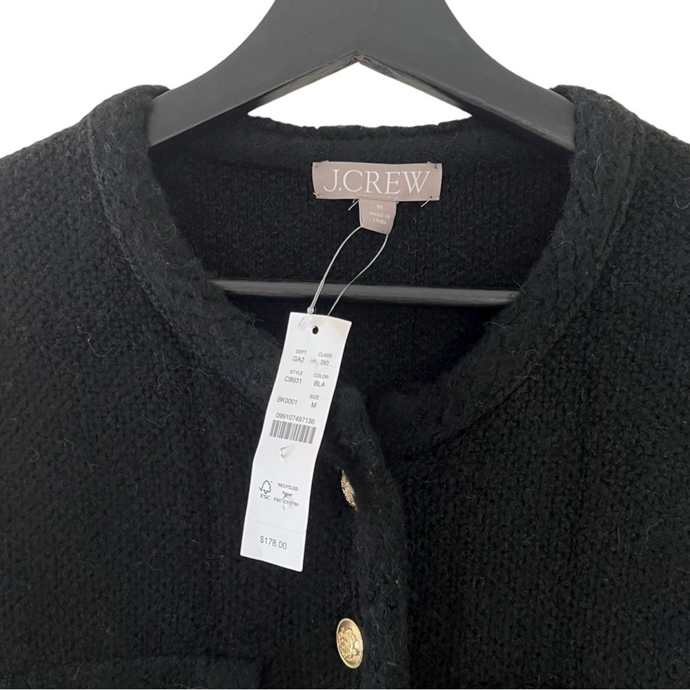 J. Crew Textured Sweater Lady Jacket Black Medium NWT Classic Old Money Cocktail - Picture 3 of 6